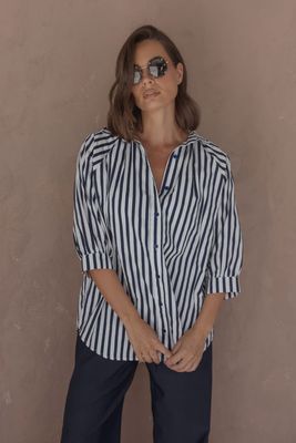 Alexandra Allegra Blouse Navy Stripe
