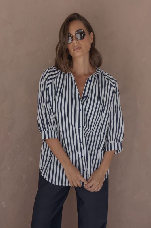 Alexandra Allegra Blouse Navy Stripe