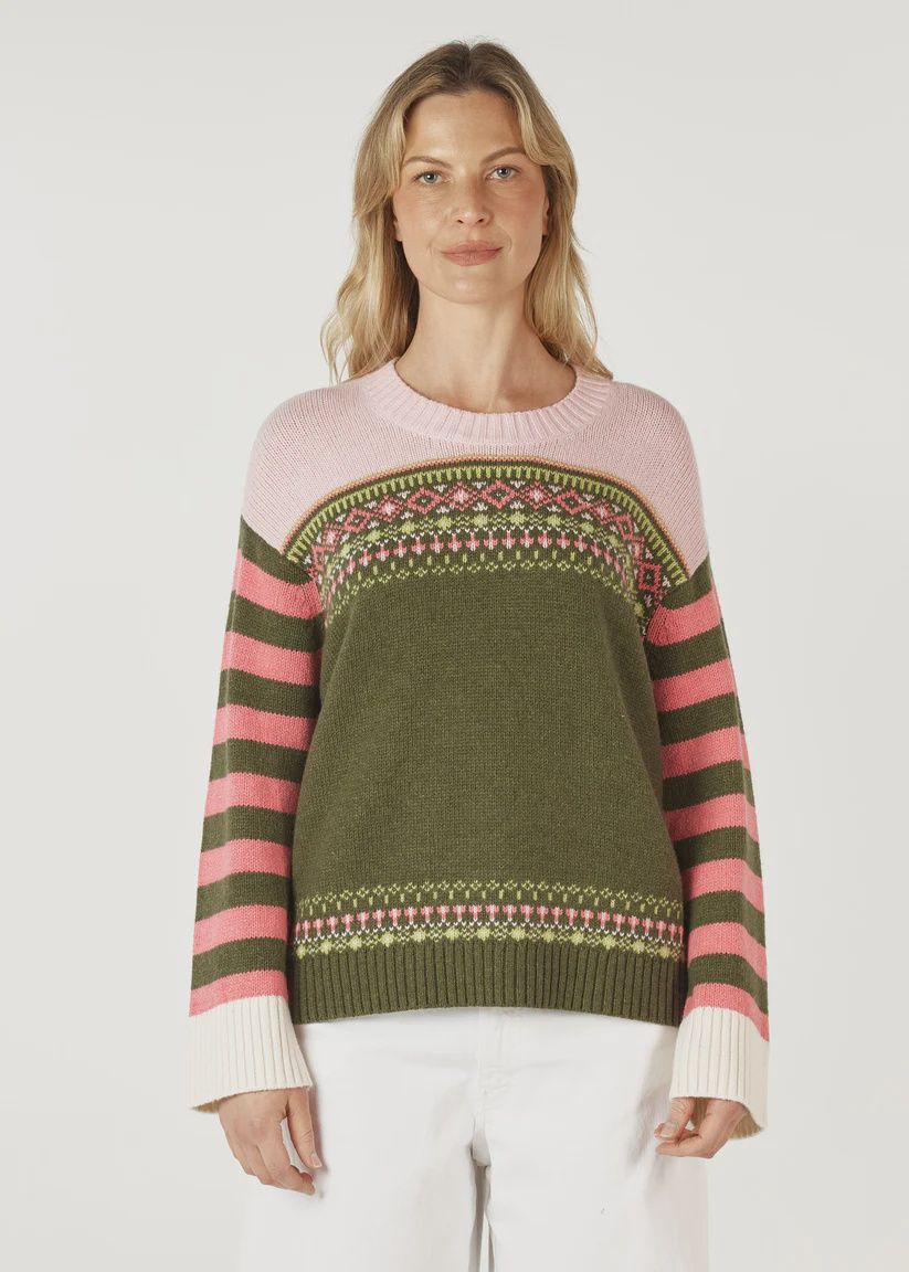 Zaket &amp; Plover Fairisle Jumper Olive