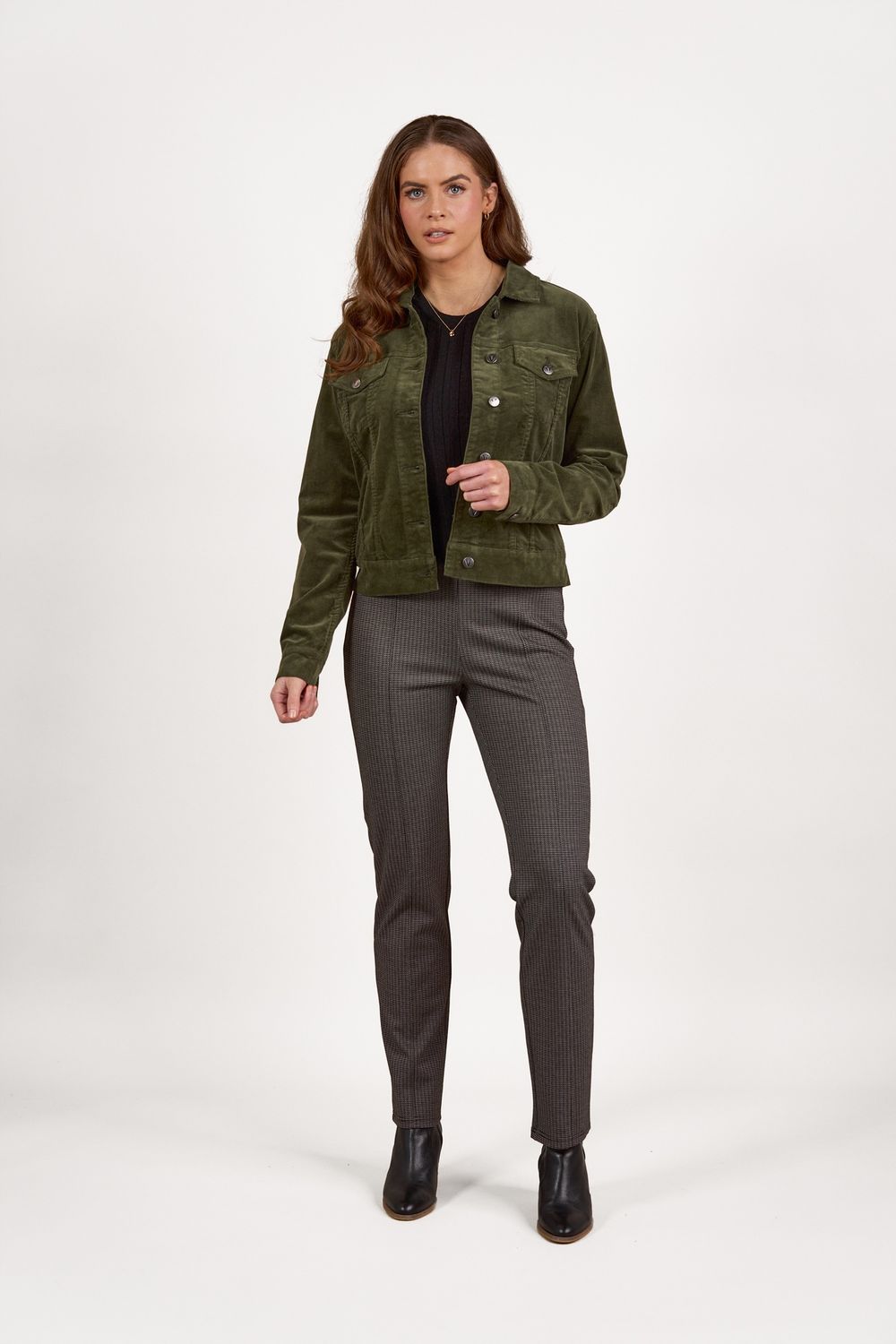 Vassalli Pinwale Cord Denim Jacket Deep Sage