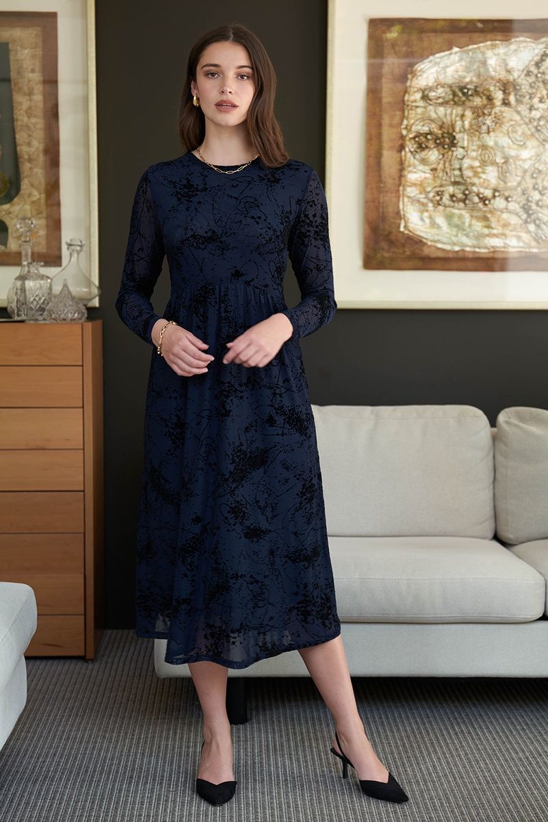 Foil International Velvet Dress Splatter Midnight