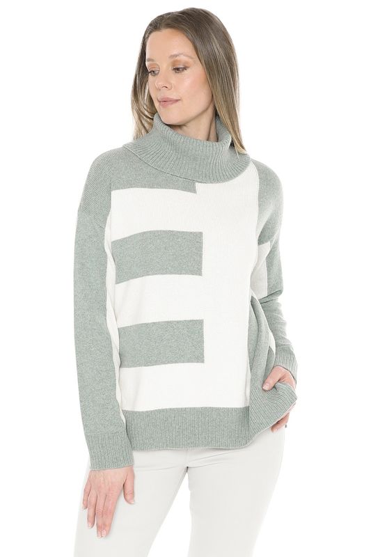 Jump Block Panel Pullover Alpine/ Ivory