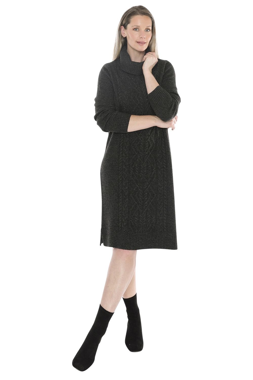 Jump Cable Detail Dress Charcoal