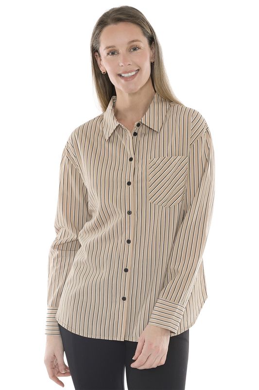 Jump Stripe Shirt Beige and Black