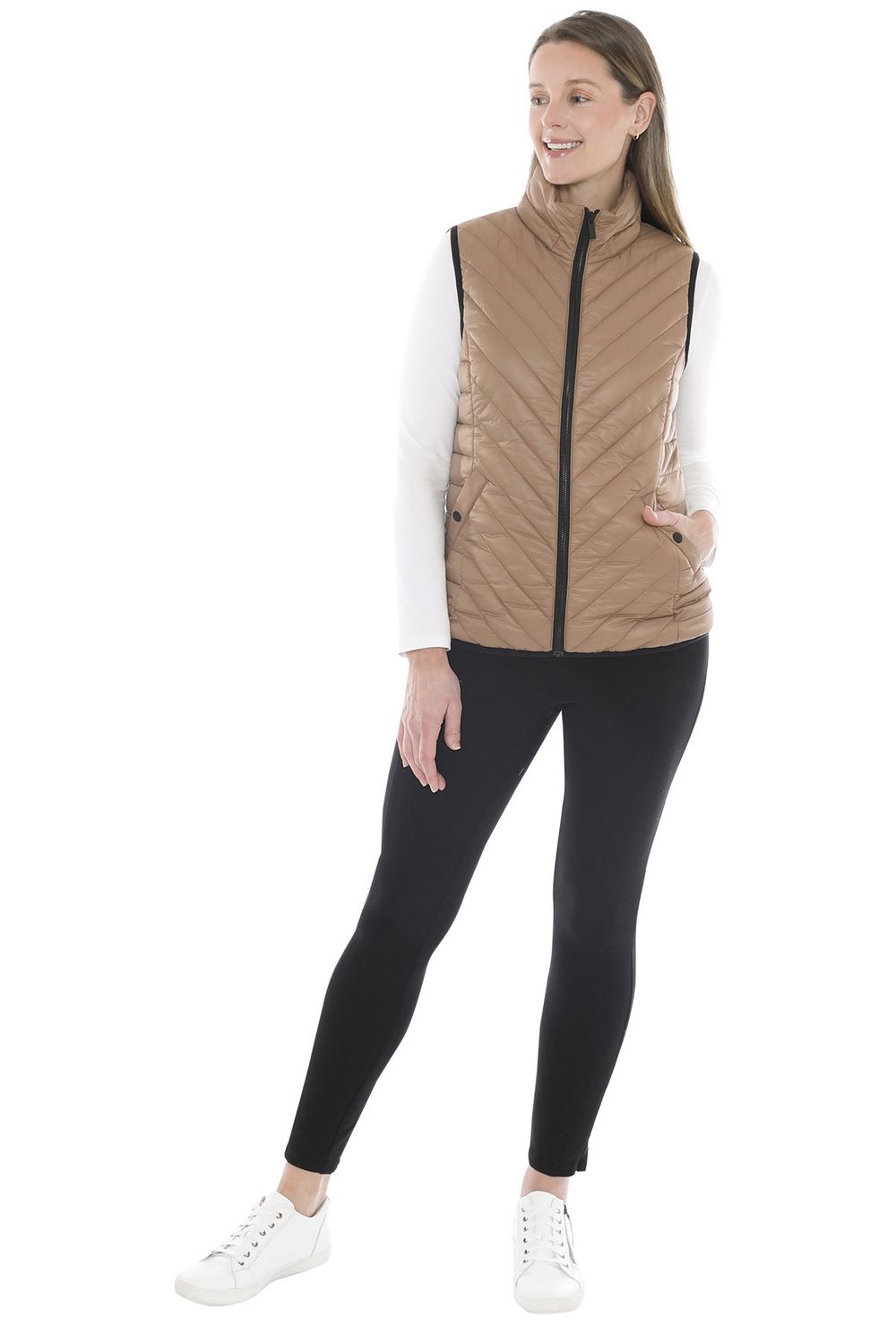 Jump Contrast Trim Vest Sand/ Black
