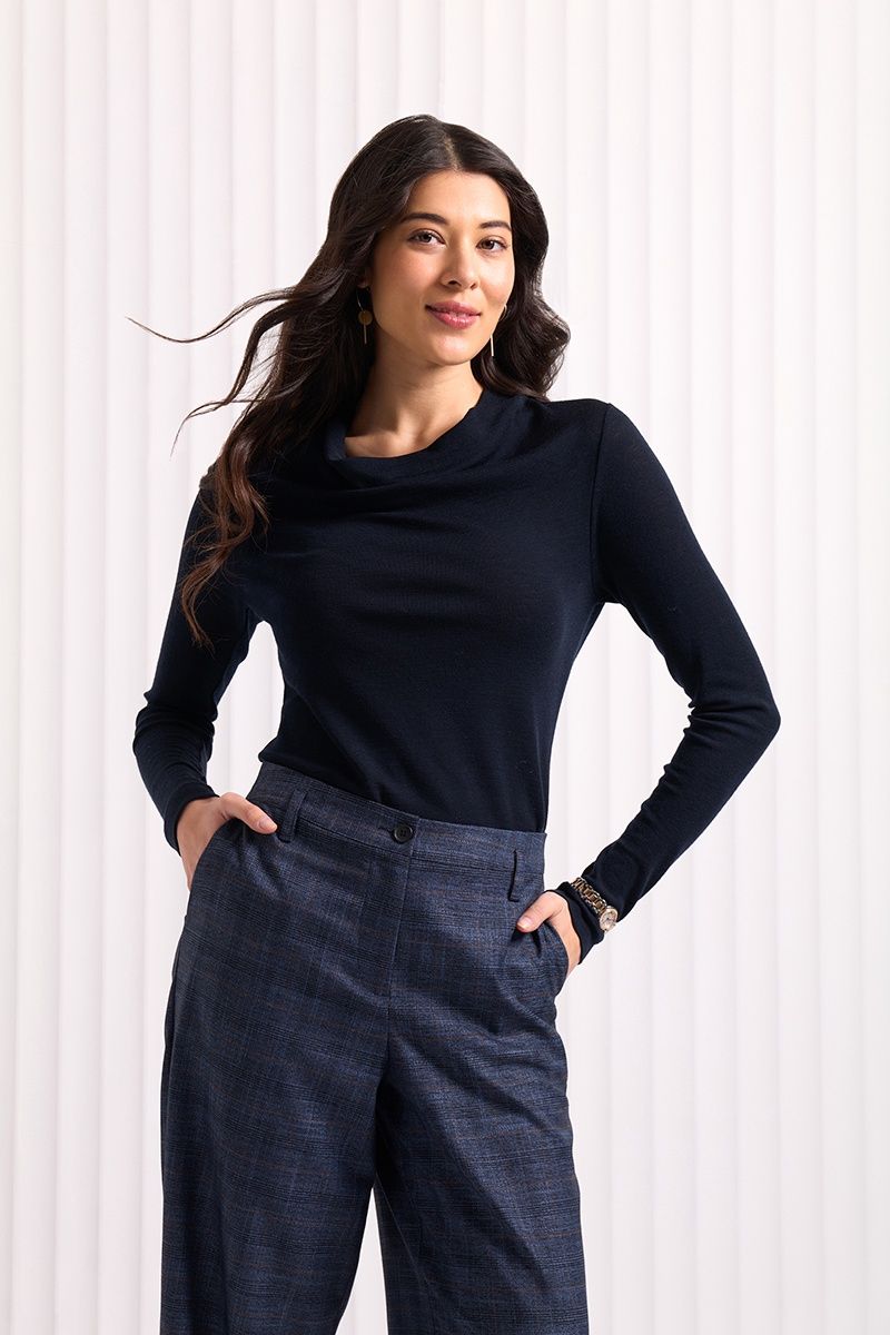 Foil Holy Cowl Top True Navy