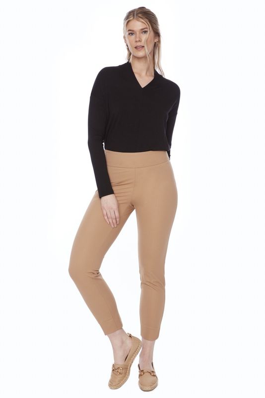 UP! Solid Petal Slit Compression Ankle Pant Latte