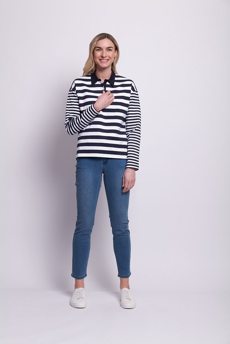 Charlie Jane Eden Park Top Black Stripe Mix