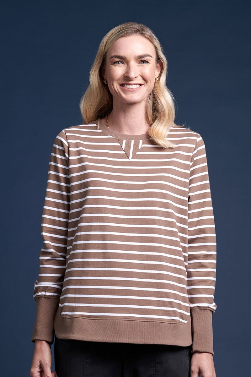 Charlie Jane Ohoka Crew Mocha/White Stripe