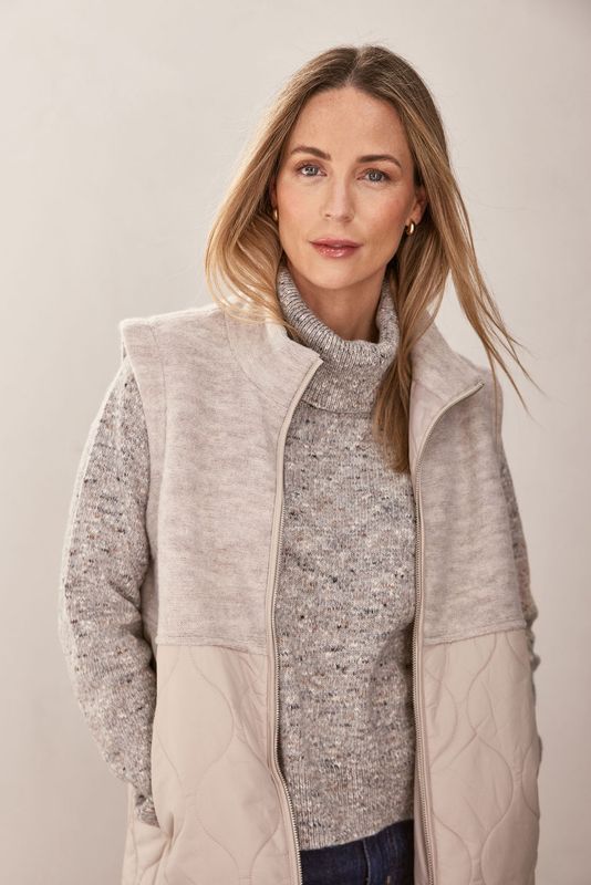 See Saw Boiled Wool LL Quilted Vest Natural