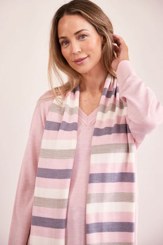See Saw Merino Wool Stripe Scarf Pink Combo