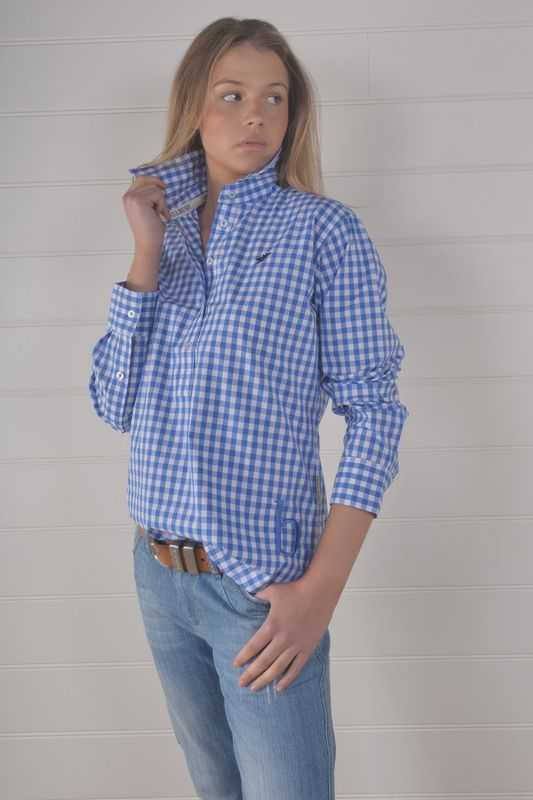 Bullrush Seascape Blair Gingham Shirt Cobalt