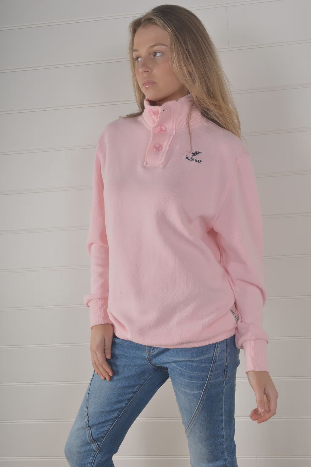 Bullrush 3 Button Sweat Petal Pink