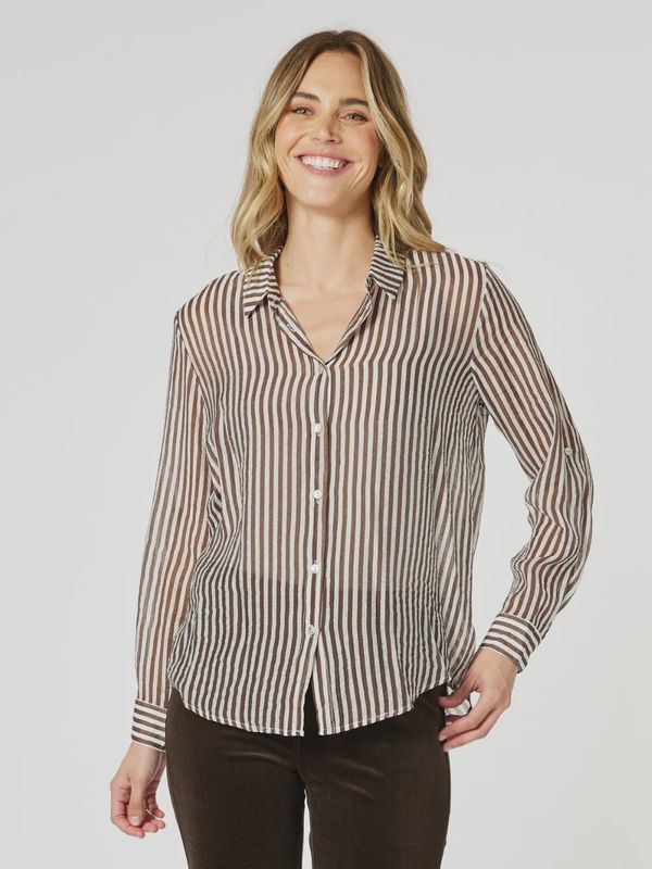 Gordon Smith City Stripe Shirt Chocolate/white