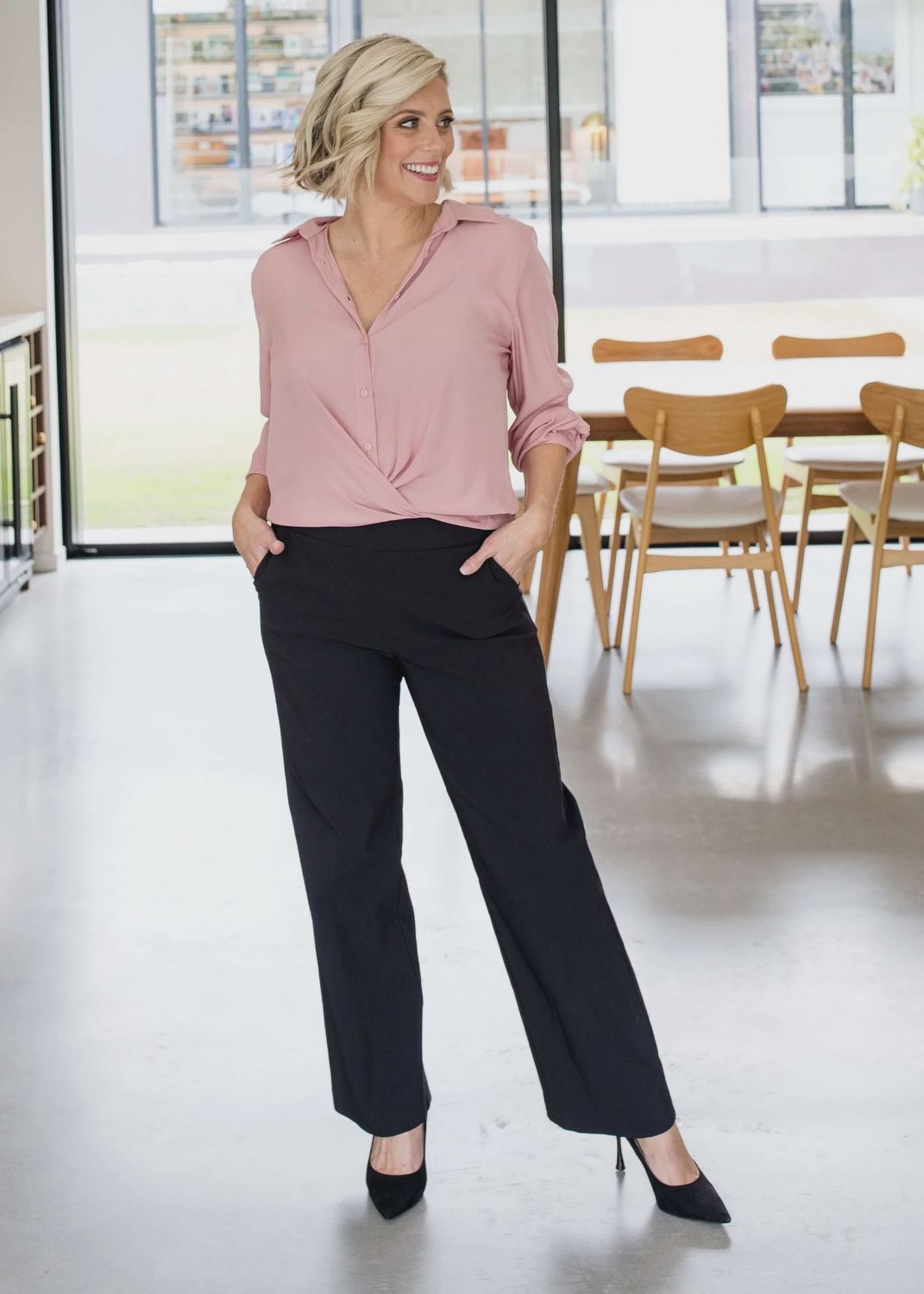 Philosophy Arrow Full Length Wide Pant Black