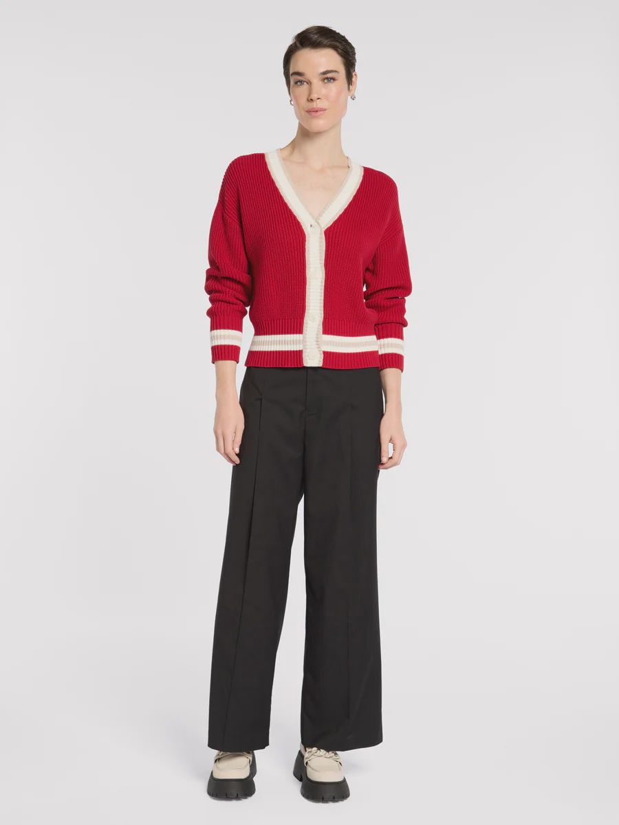 Marco Polo Racer Stripe Crimson Cardigan