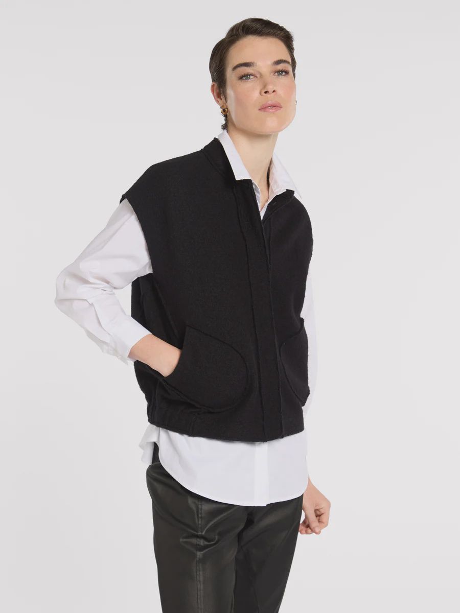 Marco Polo Boxy Boiled Wool Vest Black
