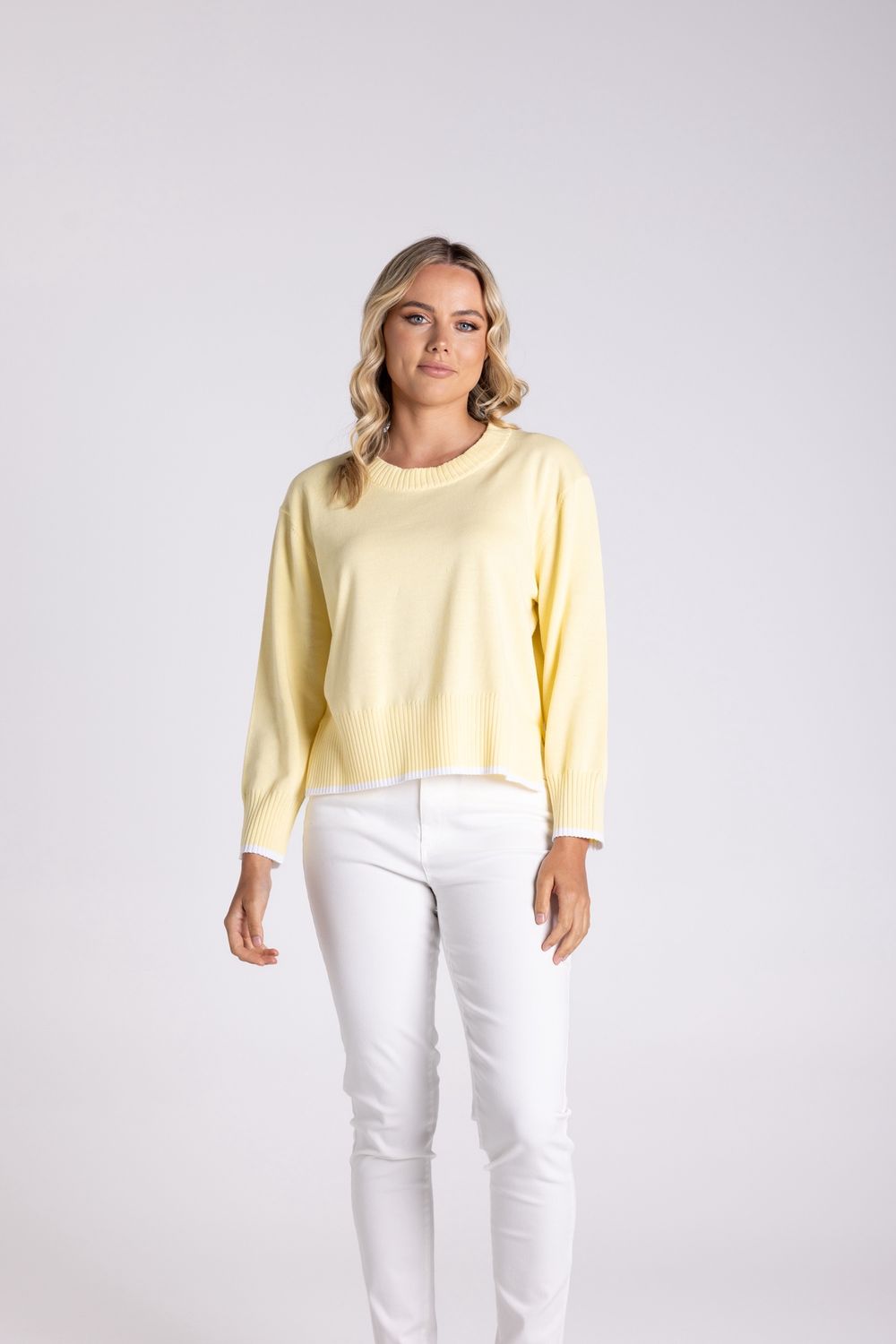 Two T&#39;s Boxy Knit with Tipping Butter