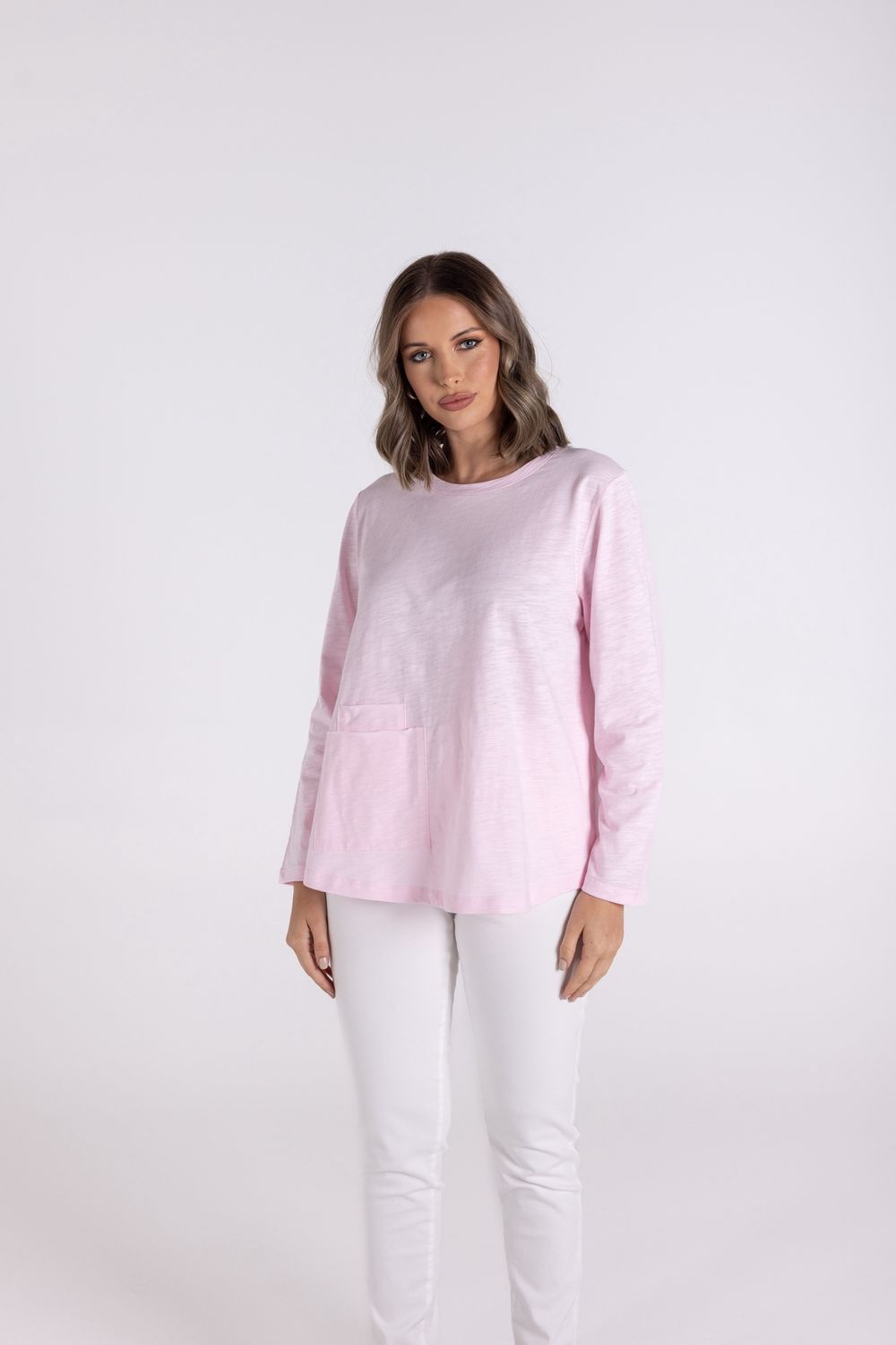 Two T&#39;s Crew 7/8 Sleeve Tee Pink