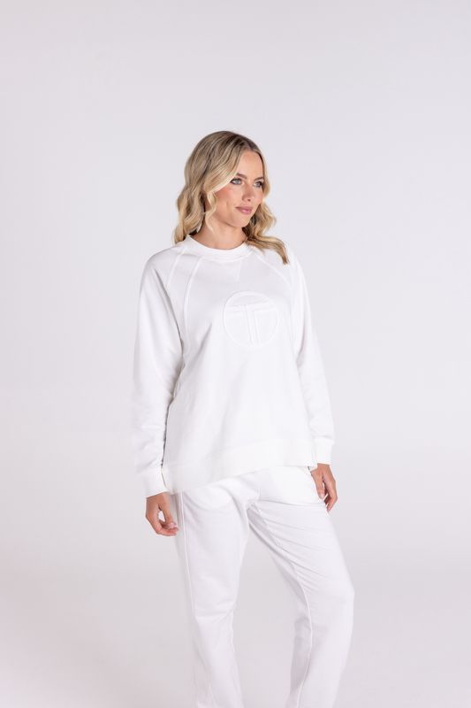 Two T&#39;s Sweater with Raw Logo White
