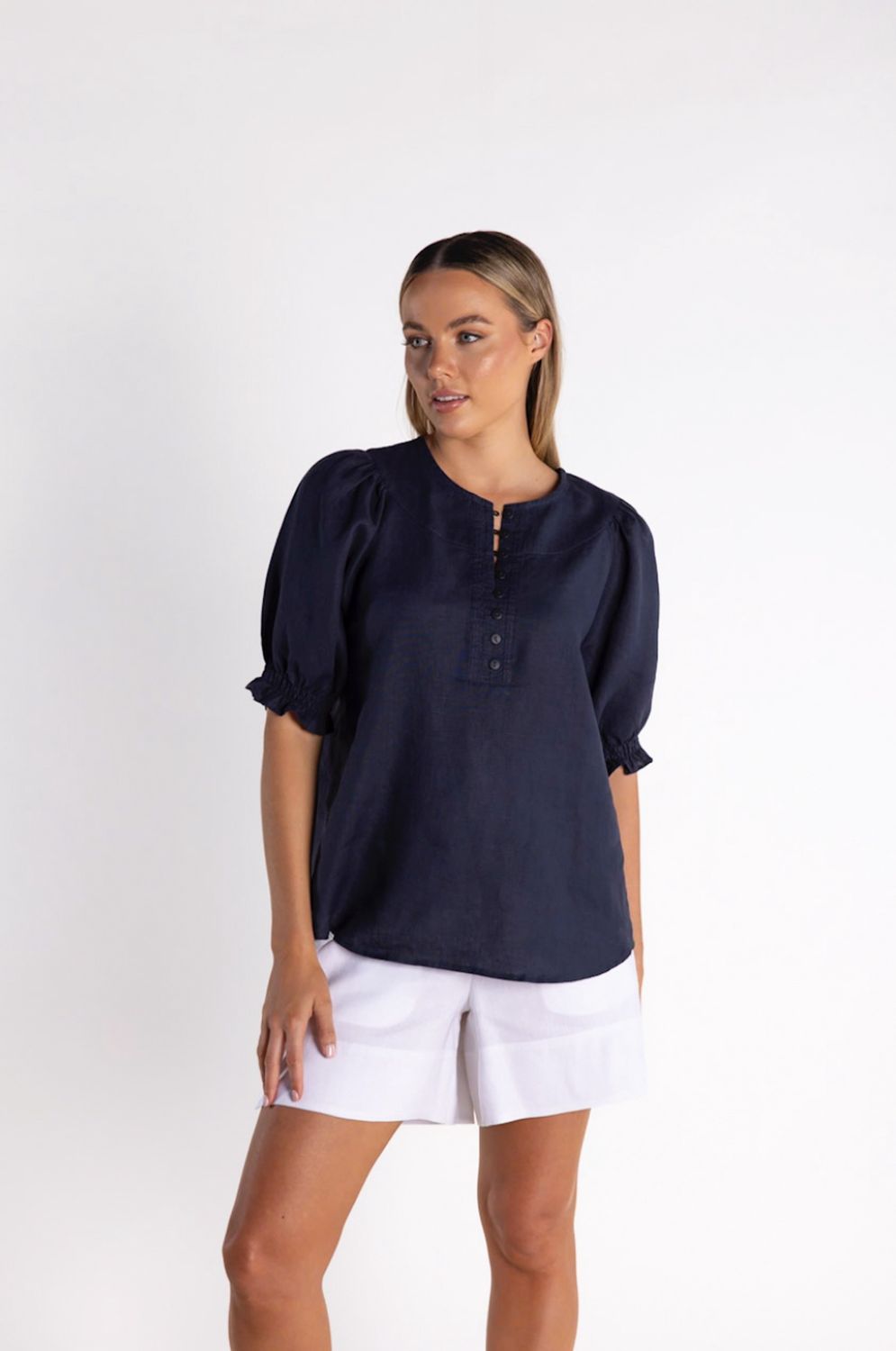 Two T&#39;s Linen Top Charcoal