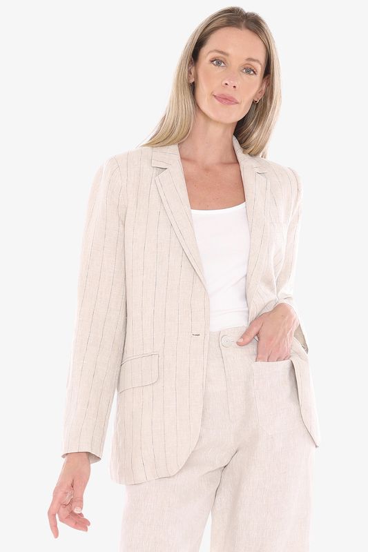 Jump Pinstripe Jacket Natural