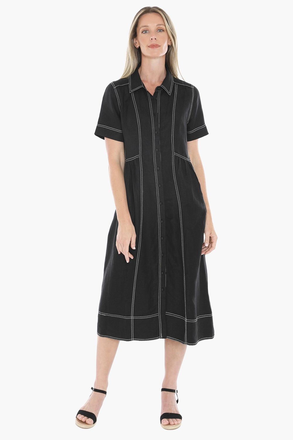 Jump Contrast Stitch Dress Black