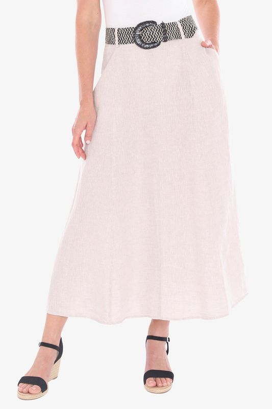 Jump Belted Panel Skirt Natural Flax