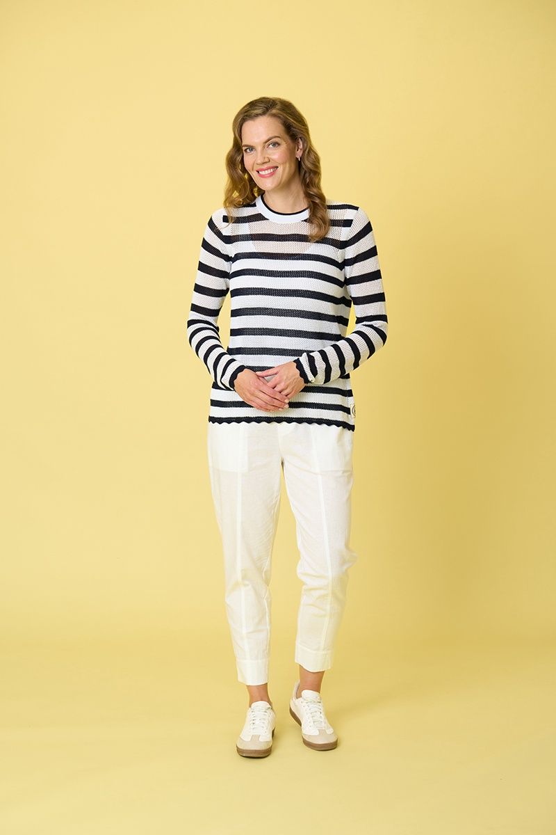 Charlie Jane Bay View Sweater White/ Navy Stripe