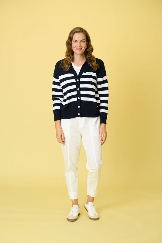 Charlie Jane Jacks Point Cardigan Navy/ White Stripe