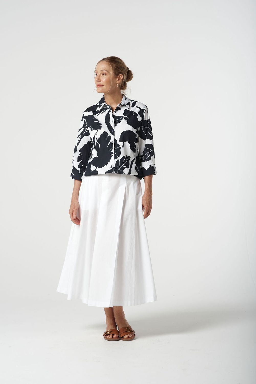Goondiwindi Leaf Print 3/4 Sleeve Shirt