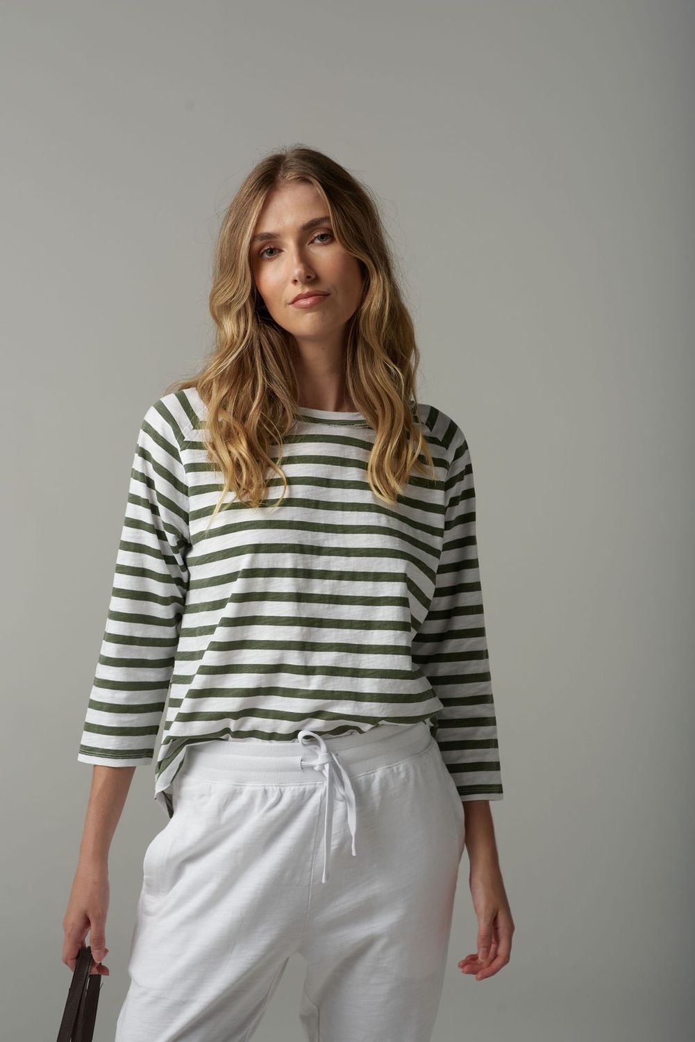 Cloth Paper Scissors Raglan Stripe Long Sleeve Tee White/ Fairway Green