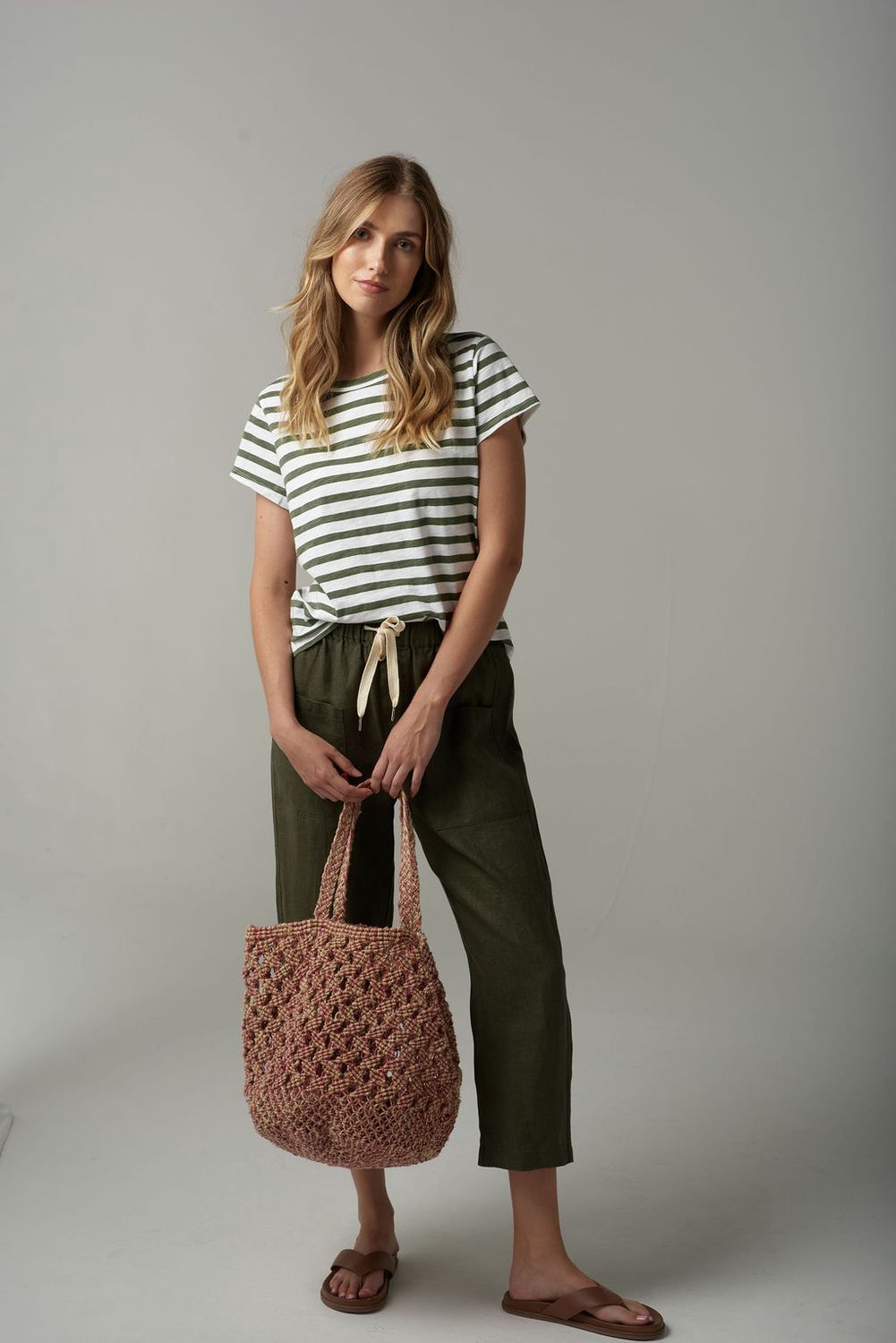 Cloth Paper Scissors Stripe Basic Tee White/ Fairway Gree