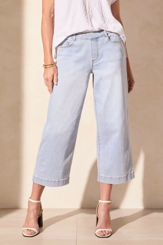 Tribal Audrey Pull on Flare Jeans with Pockets Light Surf