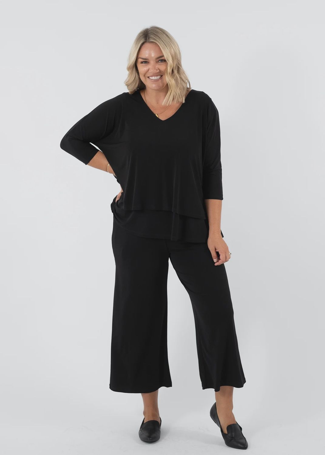 Philosophy7/8 Jersey Culotte Pant Black