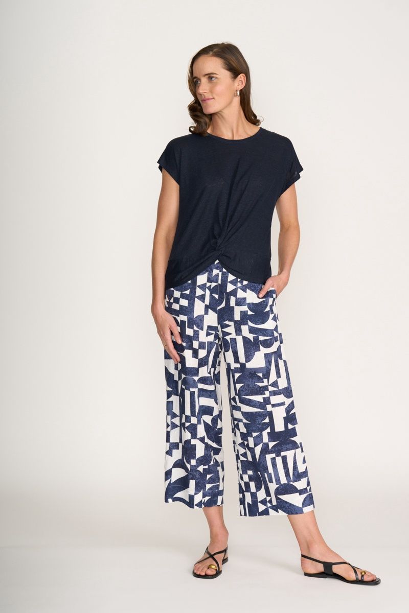 Foil Do the Twist Top True Navy