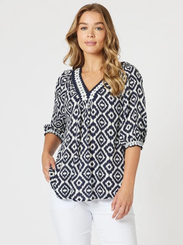 Threadz Diamonds are Forever Top Navy/ White