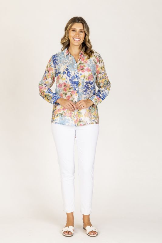 Renoma Velora Shirt Blue &amp; Pink Floral