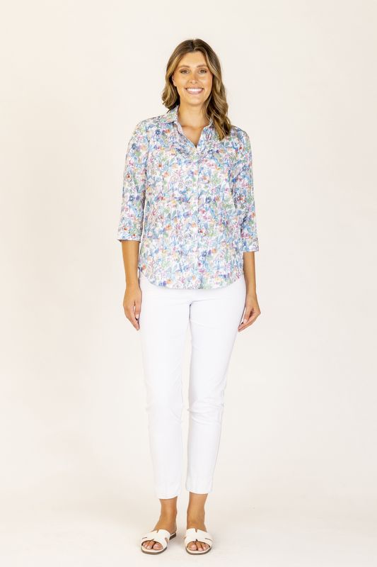 Renoma Lunar Crushed Shirt Aqua