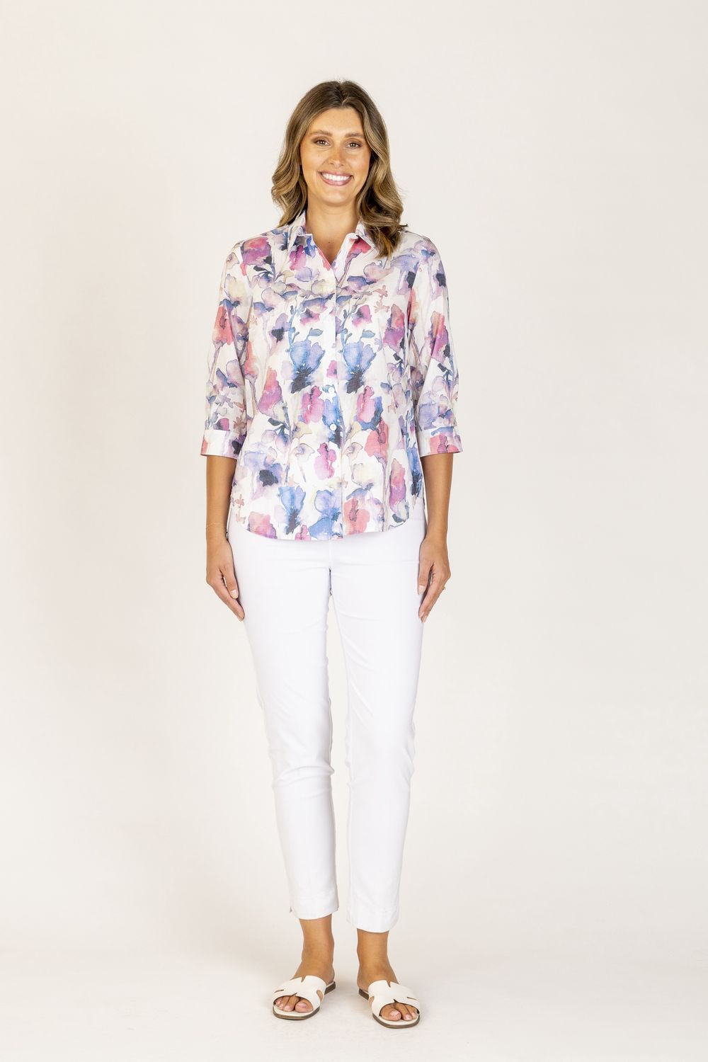 Callan Designs Pablo 3/4 Sleeve Shirt Violet &amp; Blue