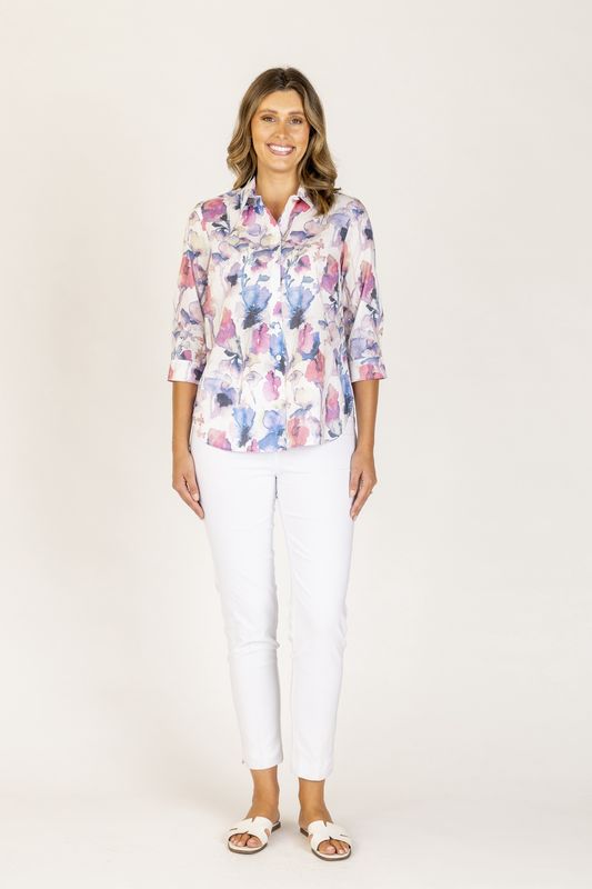 Callan Designs Pablo 3/4 Sleeve Shirt Violet &amp; Blue