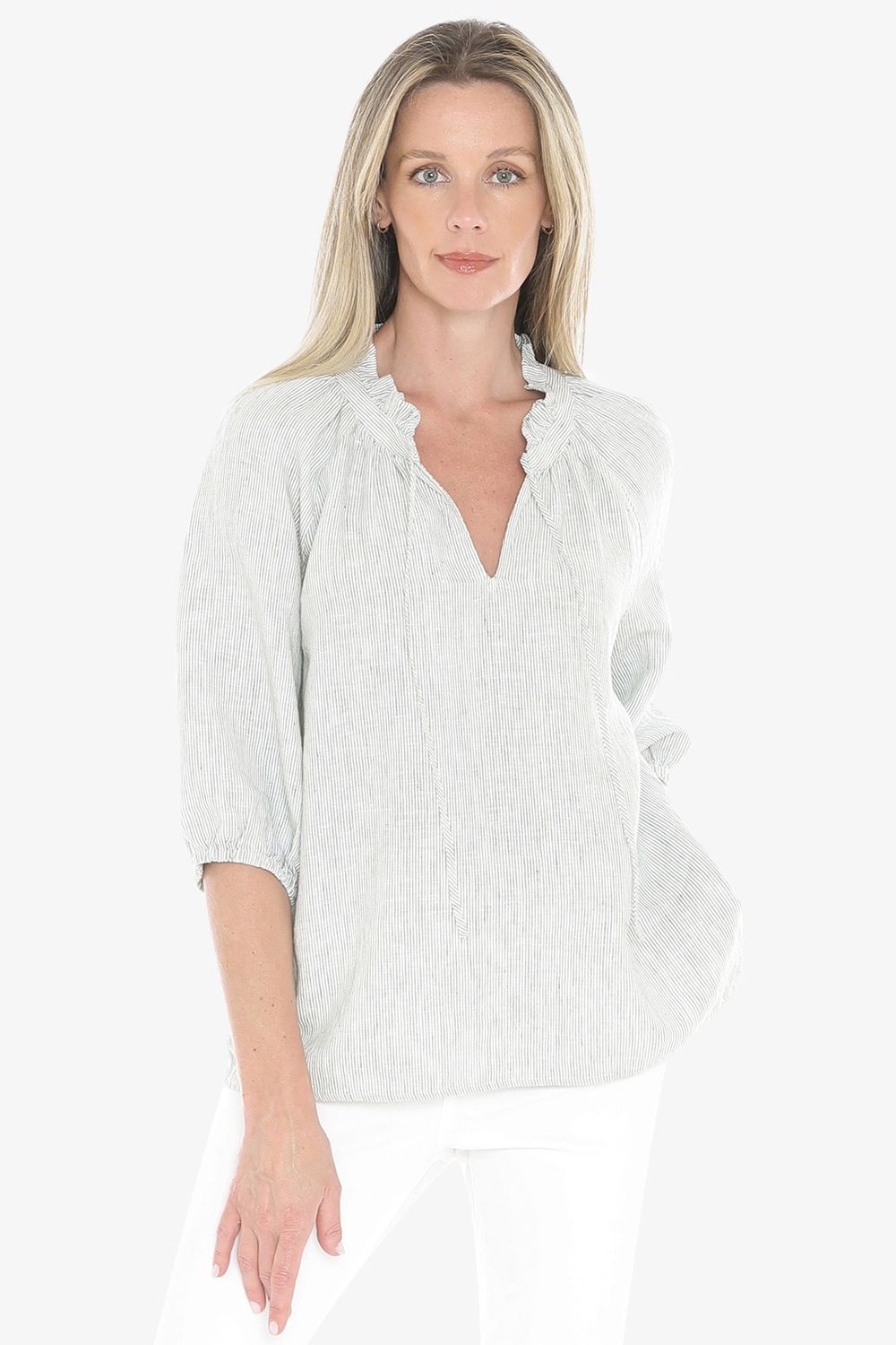 Jump Core Stripe Top Basil/White