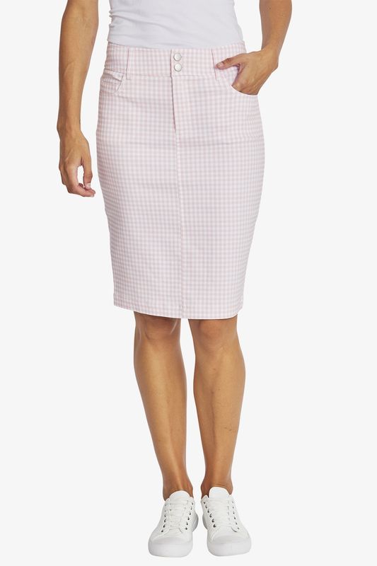 Ping Pong Gingham Skirt Pearl/White