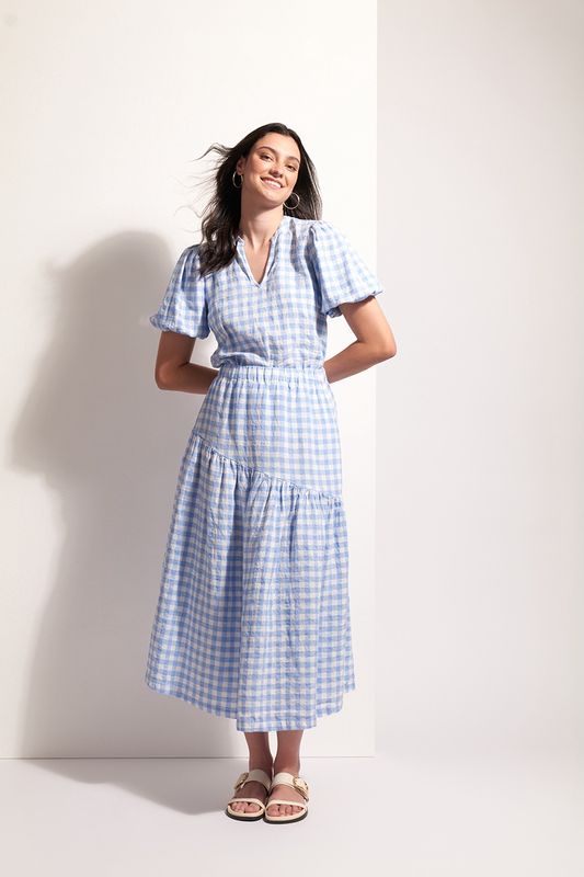 Foil Checkmate Skirt Blue Check