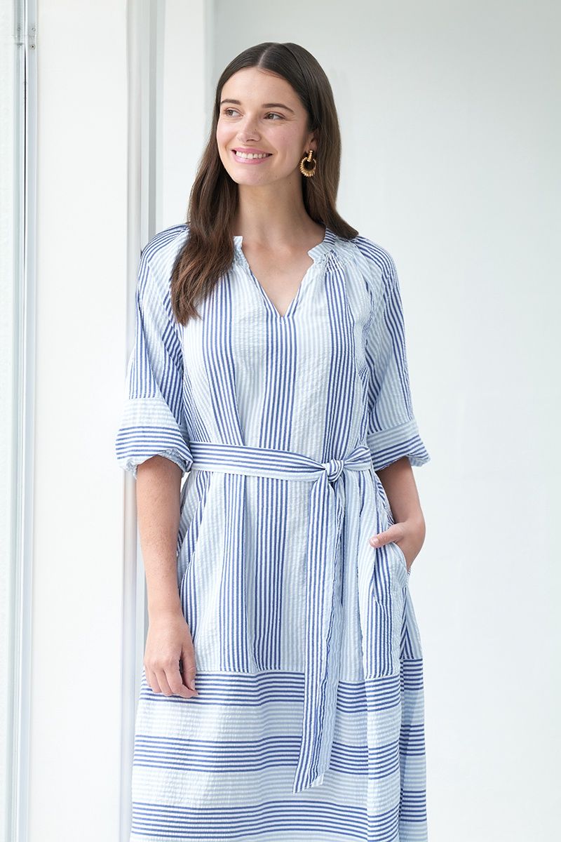 Foil Set the Tone Dress Denim Stripe