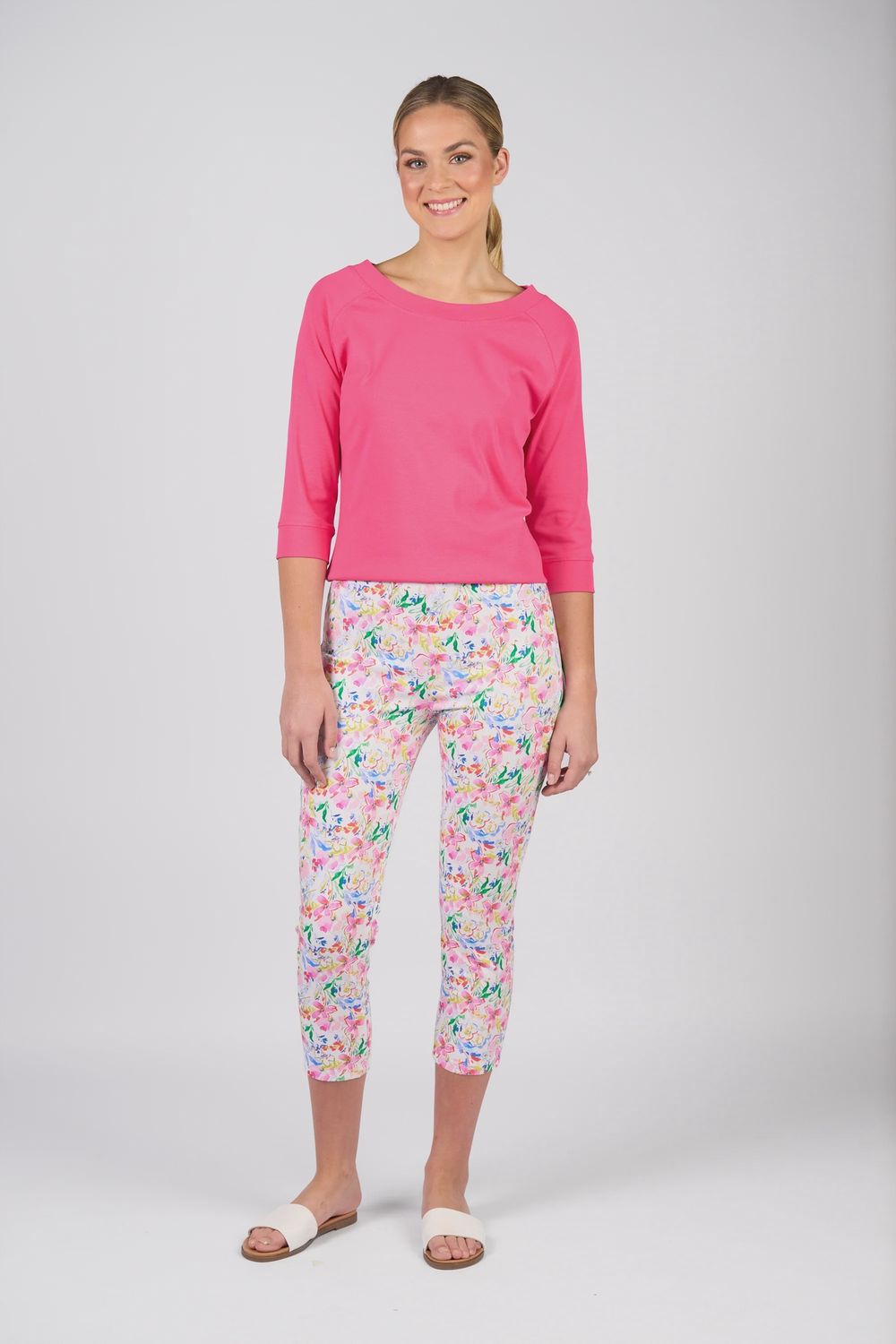 Vassalli Printed Skinny Leg  7/8 lightweight pull on pant Porto