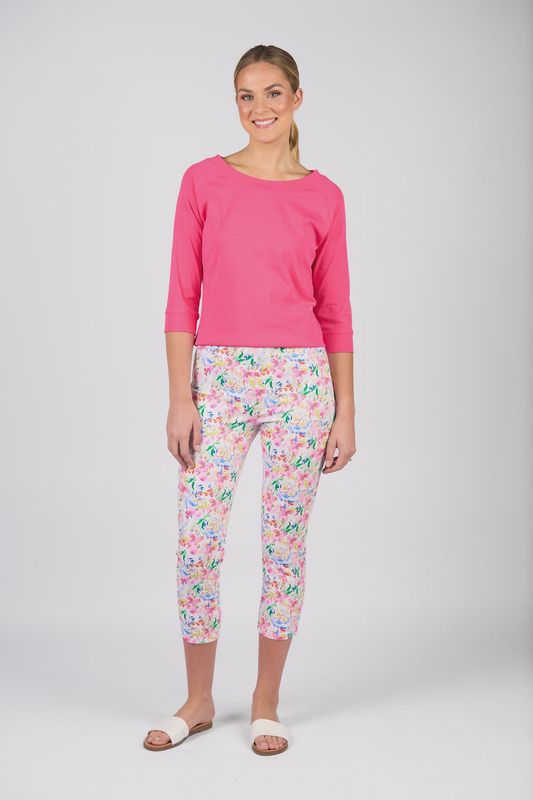 Vassalli Printed Skinny Leg  7/8 lightweight pull on pant Porto