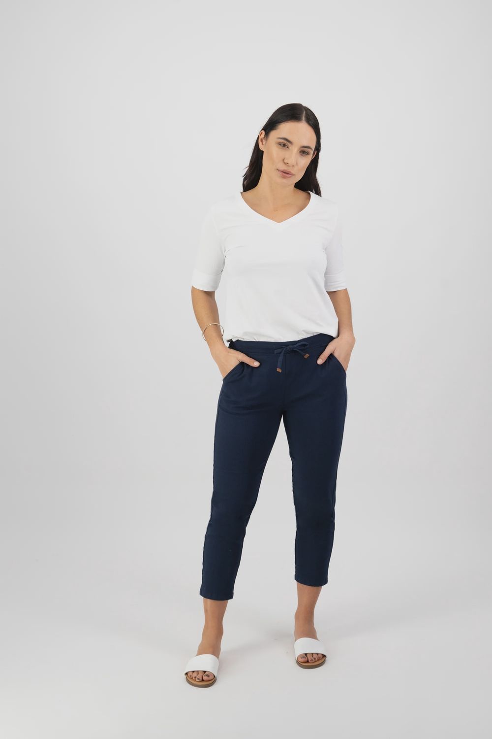 Vassalli 7/8 Skinny Leg Elastic Waist Pant Ink