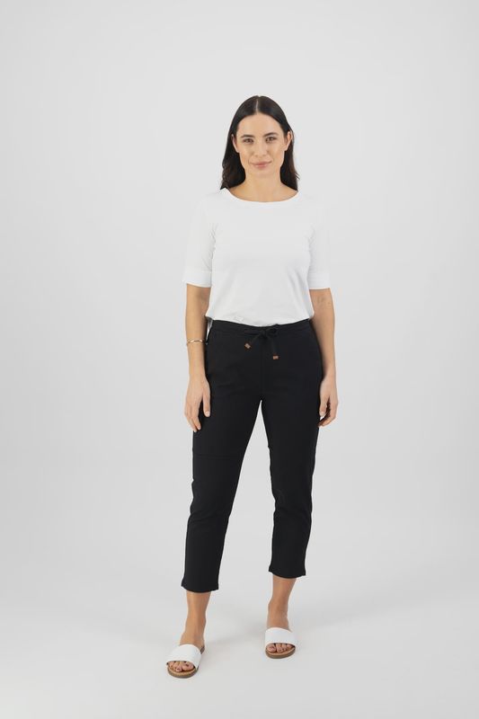 Vassalli 7/8 Skinny Leg Elastic Waist Pant Black