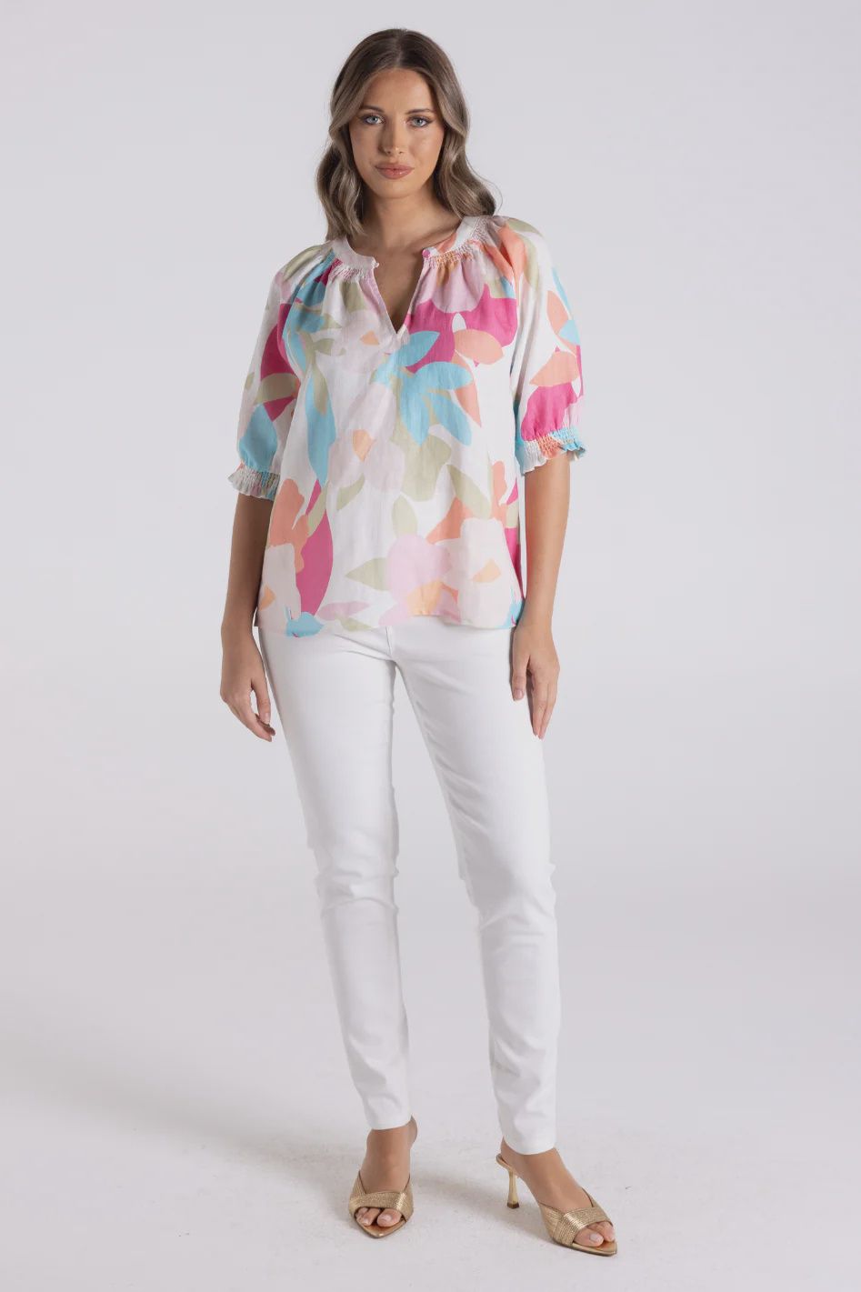 Two T&#39;s Anna Print Keyhole Top